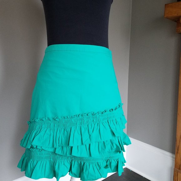J Crew Turquoise Mini Skirt in Cotton Poplin 0 - Picture 10 of 13